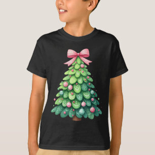 Merry Christmas Tree With Coquette Bow Xmas Holida T-Shirt