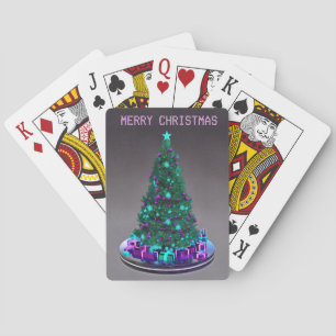 Merry Christmas. Tree with gifts. Playing Cards