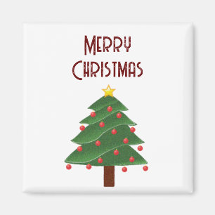 Merry Christmas Tree with Holiday Ornaments Magnet