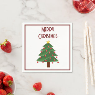 Merry Christmas Tree with Holiday Ornaments  Napkin
