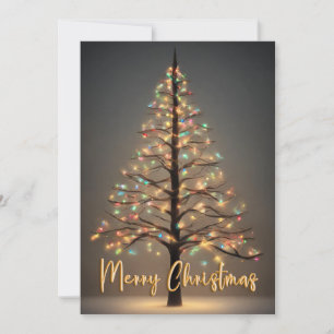 Merry Christmas tree with lights card 
