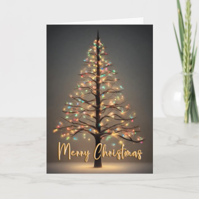Merry Christmas tree with lights Foldable Card (Front)