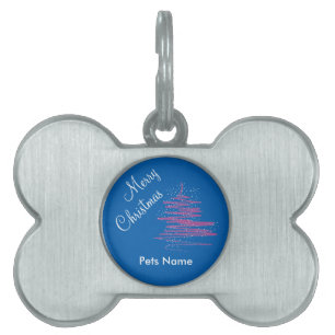 Merry Christmas Tree with Snowflakes Pet ID Name Tag