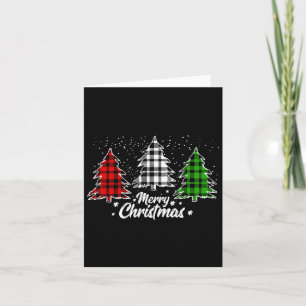 Merry Christmas Tree Xmas Buffalo Plaid Red White Card