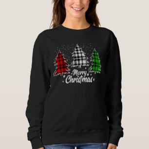 Merry Christmas Tree Xmas Buffalo Plaid Red White Sweatshirt