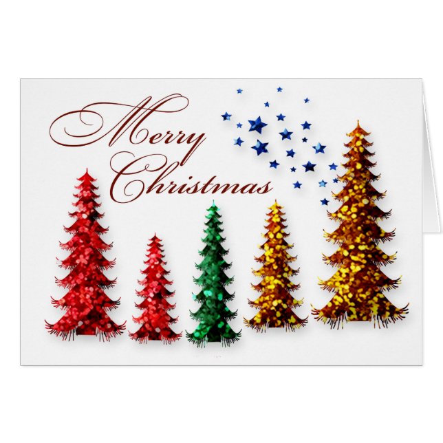 Merry Christmas Trees Card (Front Horizontal)