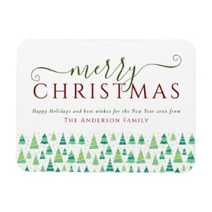 Merry Christmas Trees Family Holiday Magnet