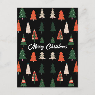 Merry Christmas Trees Festive  Holiday Postcard