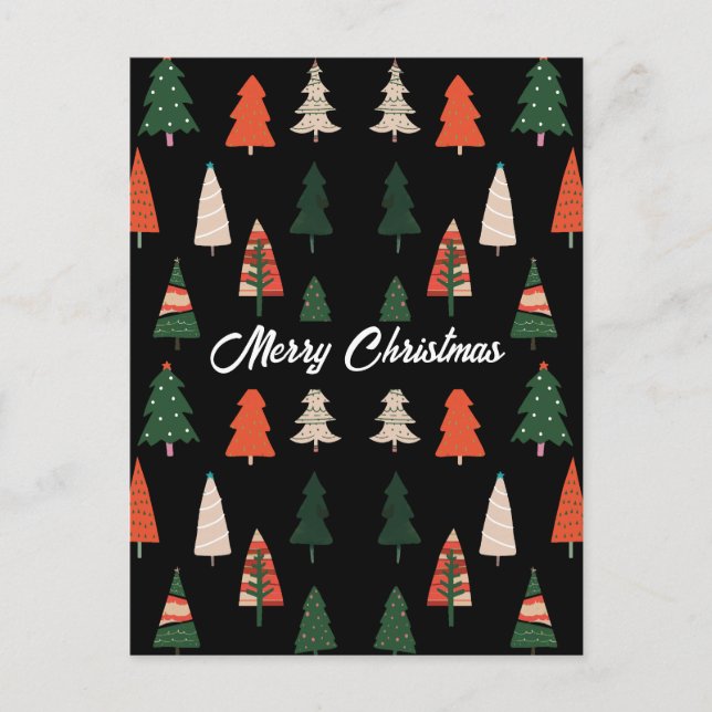 Merry Christmas Trees Festive  Holiday Postcard (Front)