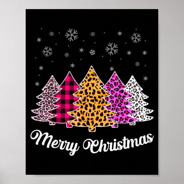 Merry Christmas Trees Leopard Nk Shirt For Women G Poster (Front)