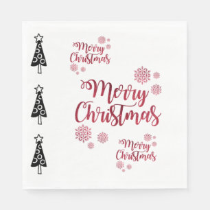 Merry Christmas Trees Paper Napkins, Black Trees Napkin