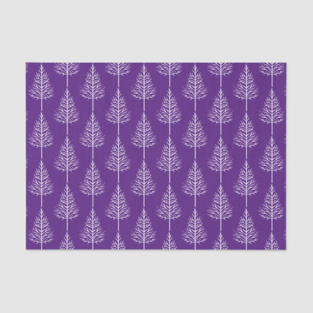 Merry Christmas, trees, polka dots purple holiday Tissue Paper (Front)