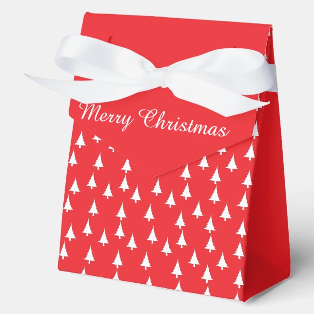 Merry Christmas Trees Red  Favour Box (Front)