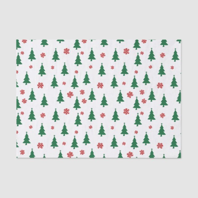 Merry Christmas Trees Tissue Paper (Front)