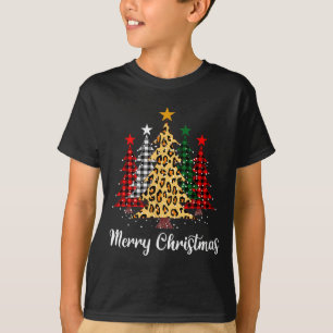 Merry Christmas Trees With Buffalo Plaid &amp; Leo T-Shirt