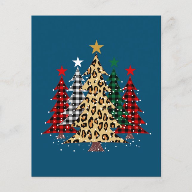 Merry Christmas Trees with Buffalo Plaid & Leopard Flyer (Front)