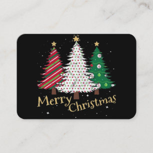 Merry Christmas Trees with Holiday Plaid Gift Fami Business Card