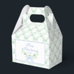 Merry Christmas Trellis and Swag with Blue Bow Favour Box<br><div class="desc">This chic favour box features a grandmillennial Christmas design with a blue and green holly swag with blue bow with text that says "Merry Christmas to You." The background has decorative Blue and green trellis pattern.</div>