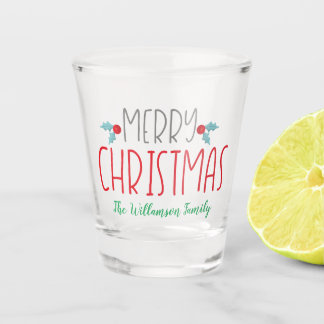 Merry Christmas Trendy and Colourful Shot Glass