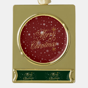 Merry Christmas Trendy Holiday Gold Plated Banner Ornament