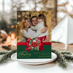 Merry Christmas Trendy One-photo holiday card