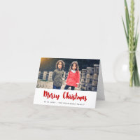 Merry Christmas trendy red font family photo