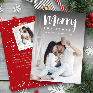 Merry Christmas Trendy Simple Brush Script Photo Holiday Card