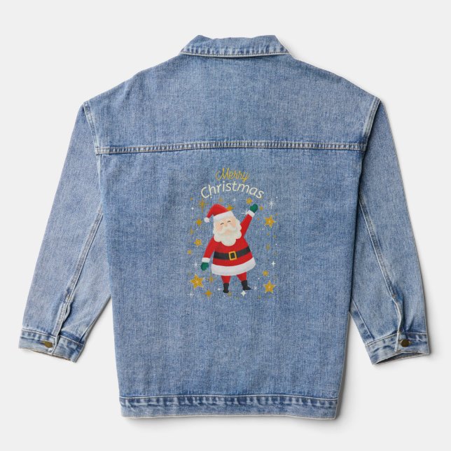 Merry Christmas Tri-Blend Shirt Denim Jacket (Back)