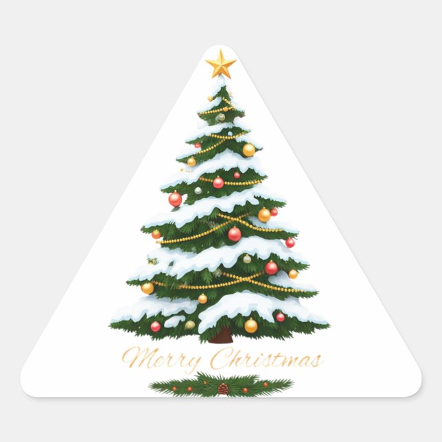 Merry Christmas  Triangle Sticker (Front)