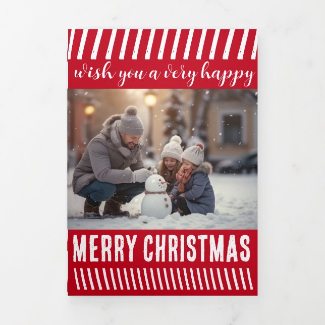Merry Christmas Trifold Letter Fold Holiday Card (Cover)