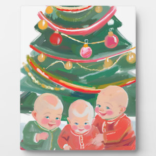 Merry christmas triplets plaque