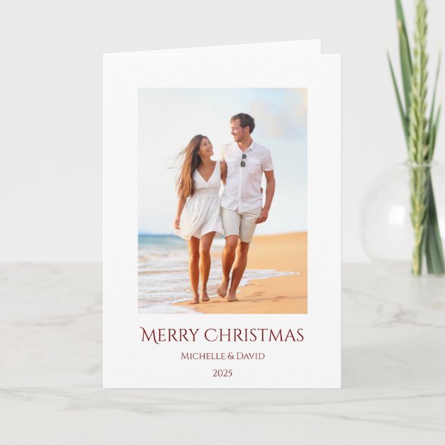 Merry Christmas Tropical Beach Vacation Photo    Holiday Card (Front)