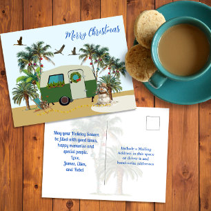 Merry Christmas Tropical Camping Postcard