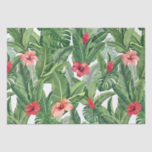 Merry Christmas Tropical Flower Leaf Green Red  Tissue Paper