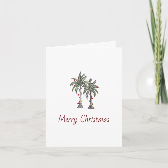 Merry Christmas Tropical Palm Trees Beach Holiday  Card (Front)