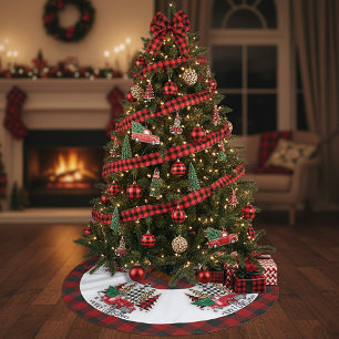 Merry Christmas truck and trees Brushed Polyester Tree Skirt