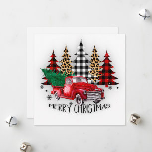 Merry Christmas truck and trees Christmas  Holiday Card
