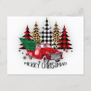 Merry Christmas truck and trees Christmas Postcard