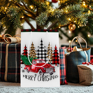 Merry Christmas truck and trees Medium Gift Bag