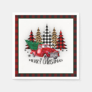 Merry Christmas truck and trees Napkin
