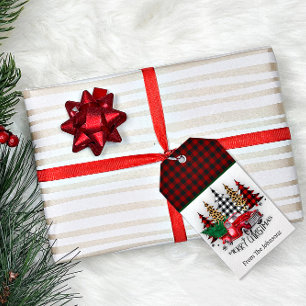 Merry Christmas truck and trees personalised Gift Tags