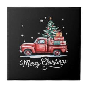 Merry Christmas Truck Funny Tree Essential Ceramic Tile