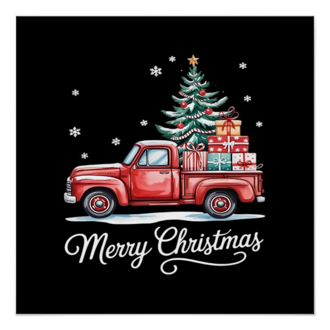 Merry Christmas Truck Funny Tree Essential Poster (Front)