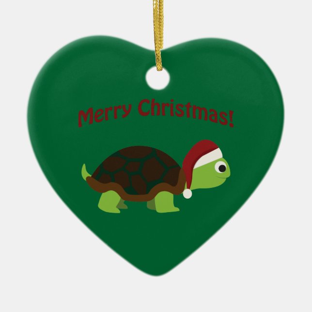 Merry Christmas! Turtle Ceramic Ornament (Front)