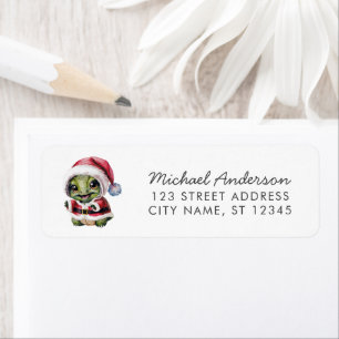 Merry Christmas Turtle in Santa Hat Return Address Label