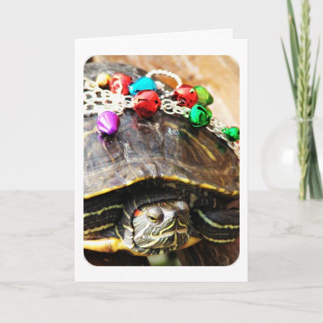 Merry Christmas Turtle Vintage Photo Holiday Card (Front)
