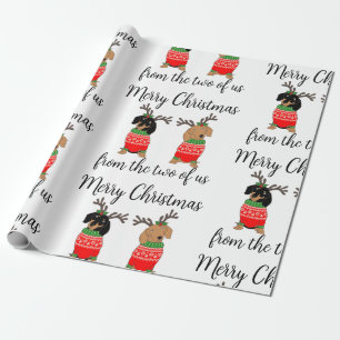 Merry Christmas Two Decked Out Dachshunds Wrapping Paper