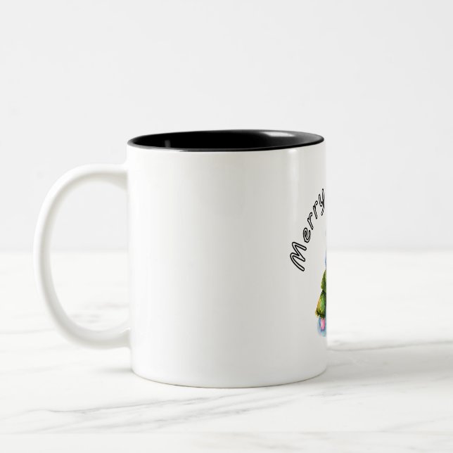 Merry Christmas  Two-Tone Coffee Mug (Left)
