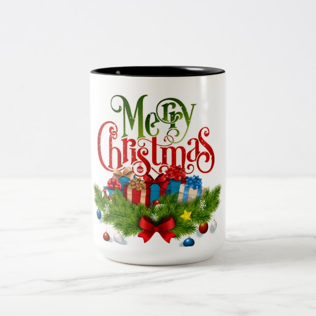 merry christmas Two-Tone coffee mug (Center)
