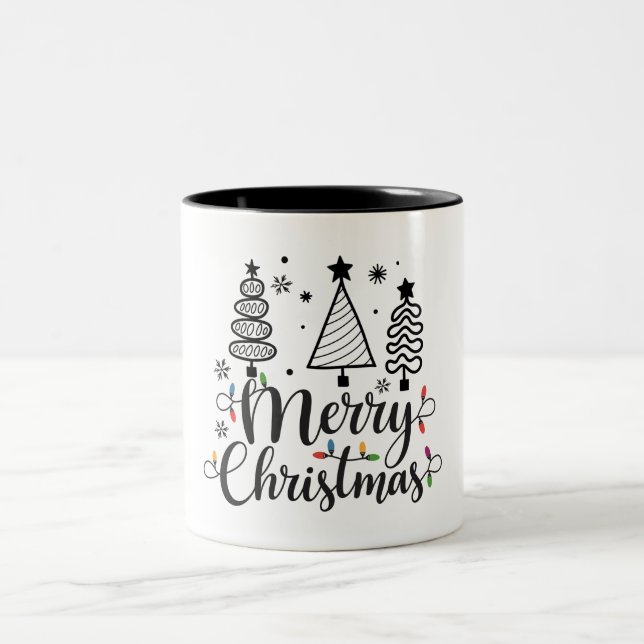 merry Christmas  Two-Tone Coffee Mug (Center)